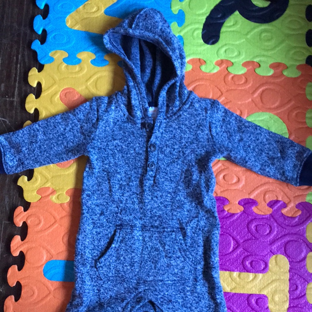 Toddler onesie with hood.